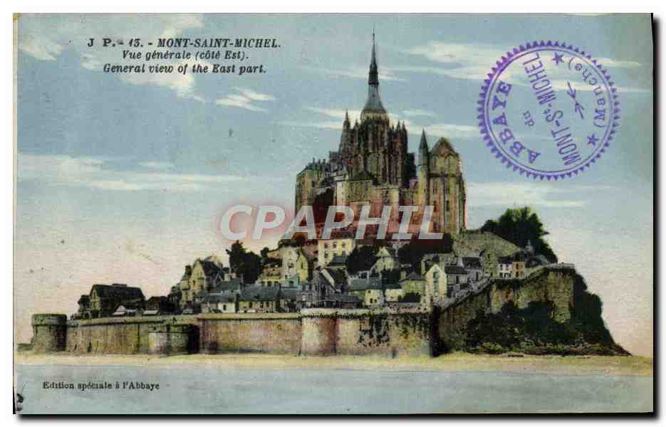 Mont-Saint-Michel — Vue générale (côté Est) — Édition spéciale à l'Abbaye, n° J P. 43