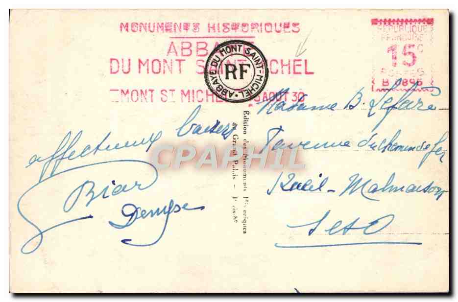 CPA Abbaye Du Mont Saint Michel Le Cloitre Galerie Ouest — Verso
