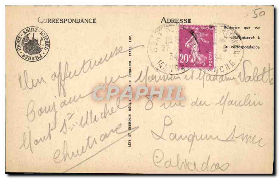 CPA Le Mont Saint Michel Le Chatelet — Verso