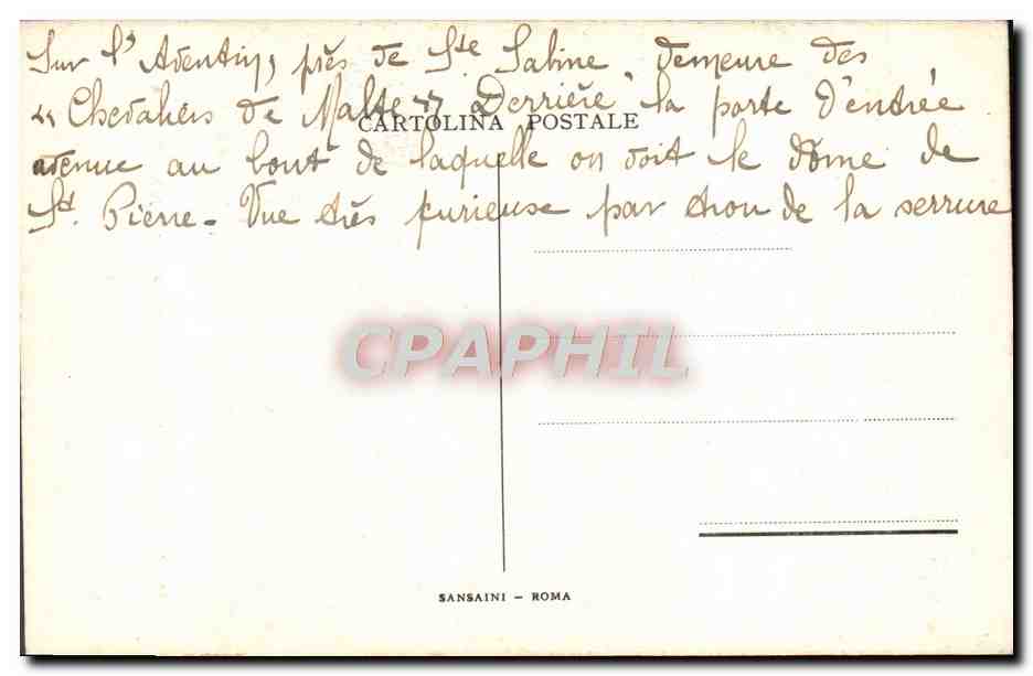 CPA Particolare Della Basilica Di S Sabina Roma — Rückseite