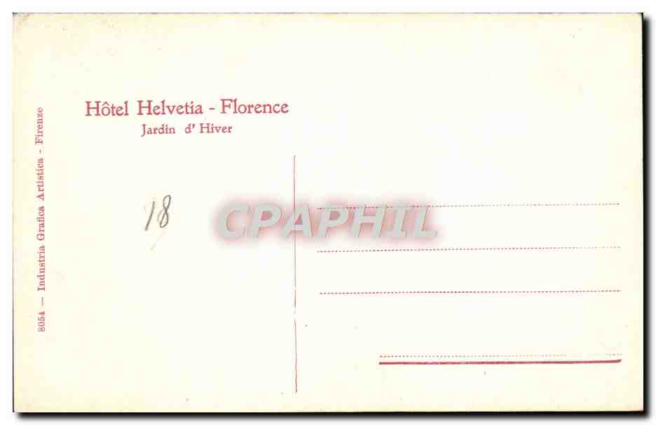 CPA Hotel Helvetia Florence Jardin d'hiver — Rückseite