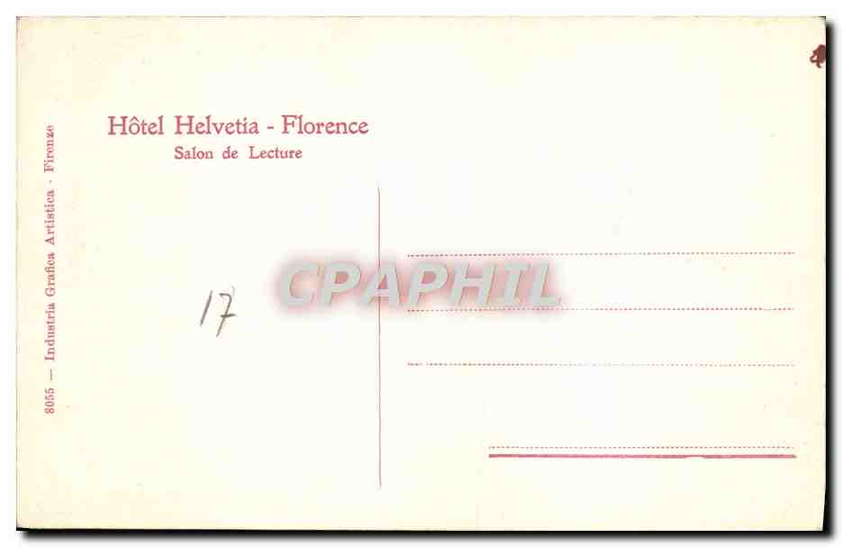 CPA Hotel Helvetia Florence Salon De Lecture — Rückseite