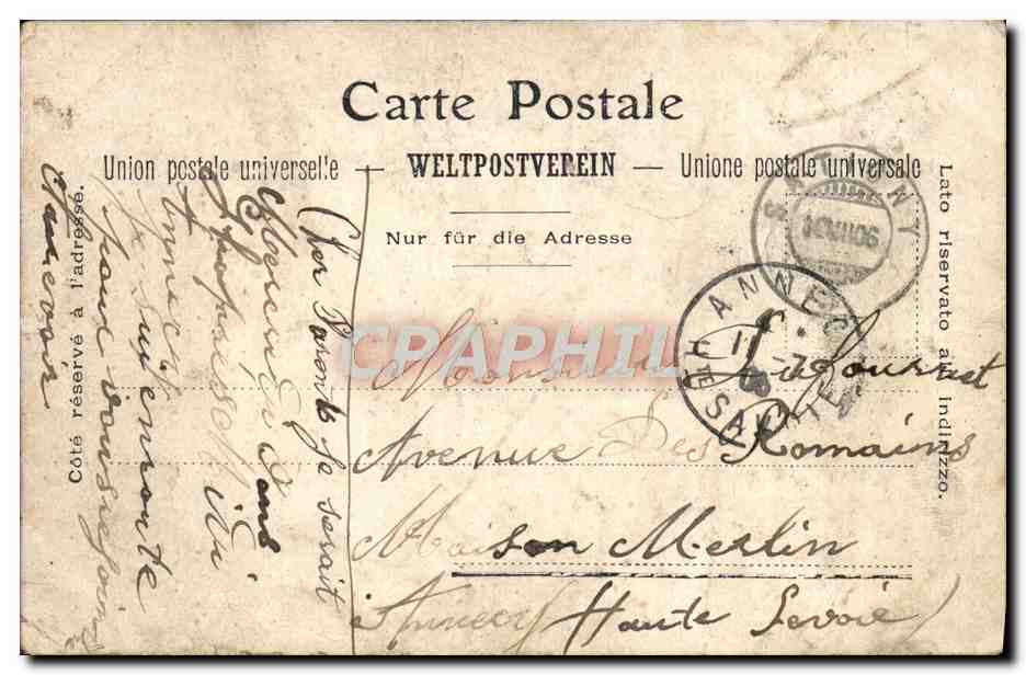 Genève — vue du lac et du mont des Roches — Charnaux Frères & C°, Genève — Verso