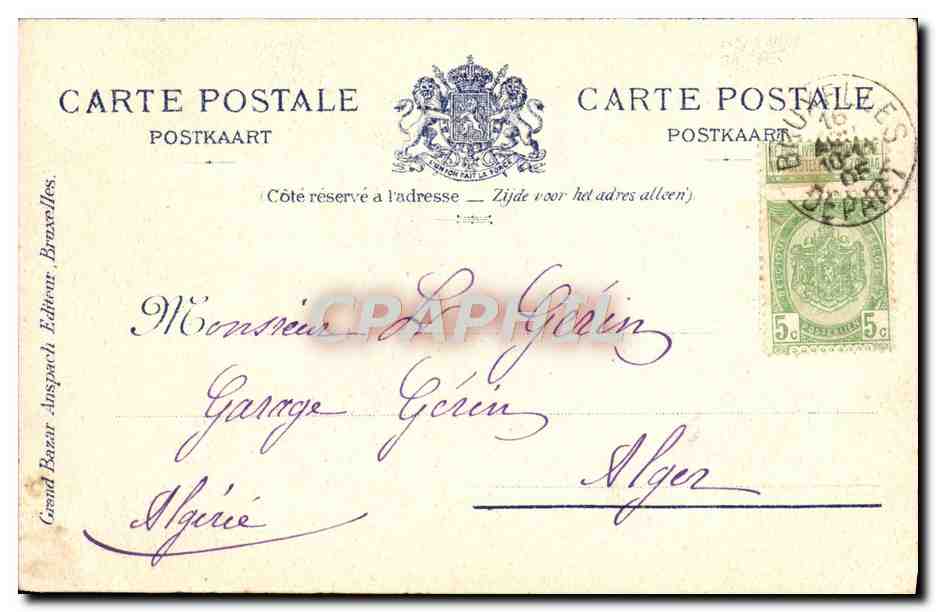 CPA Bruxelles Hotel De Ville — Rückseite