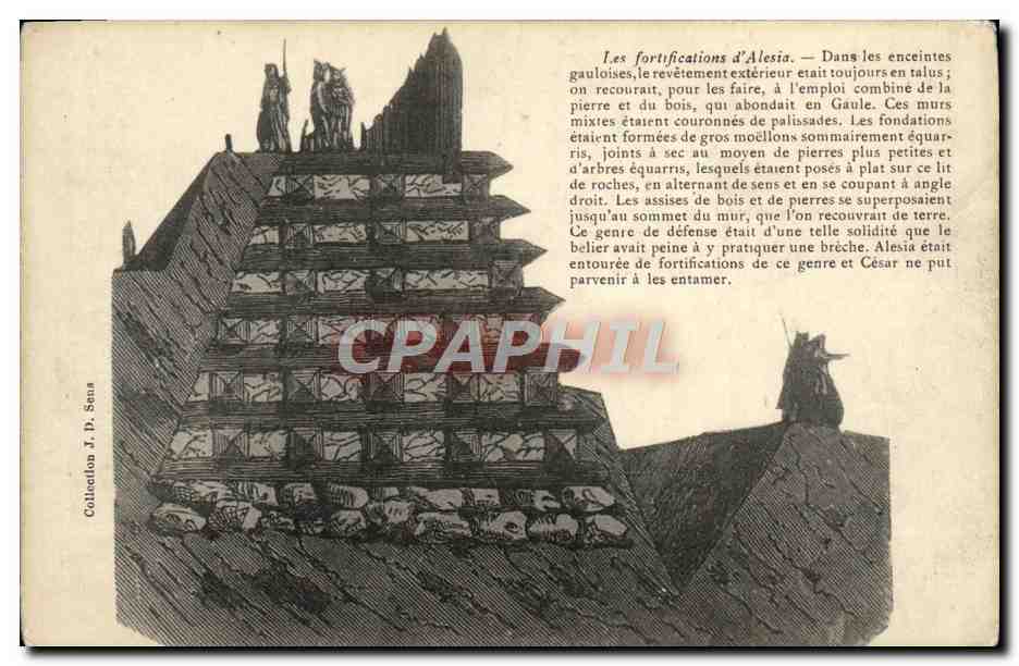 CPA Les fortifications d'Alesia Enceintes gauloises Militaria