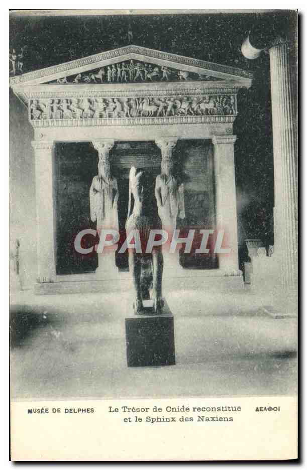 CPA Delphes Le Tresor de Cnide Reconstitue et le sphinx des Naxiens