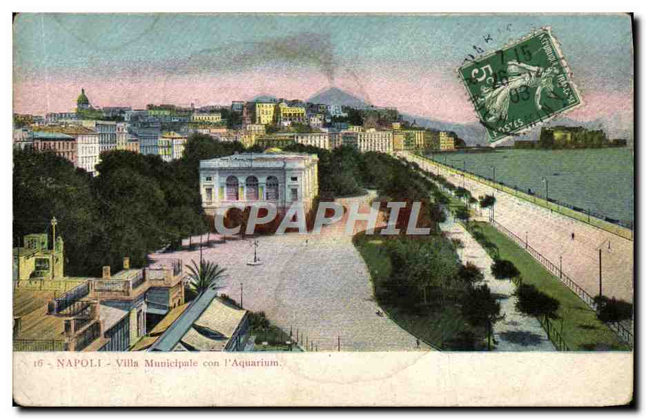 CPA Napoli Villa Municipale con l'aquarium