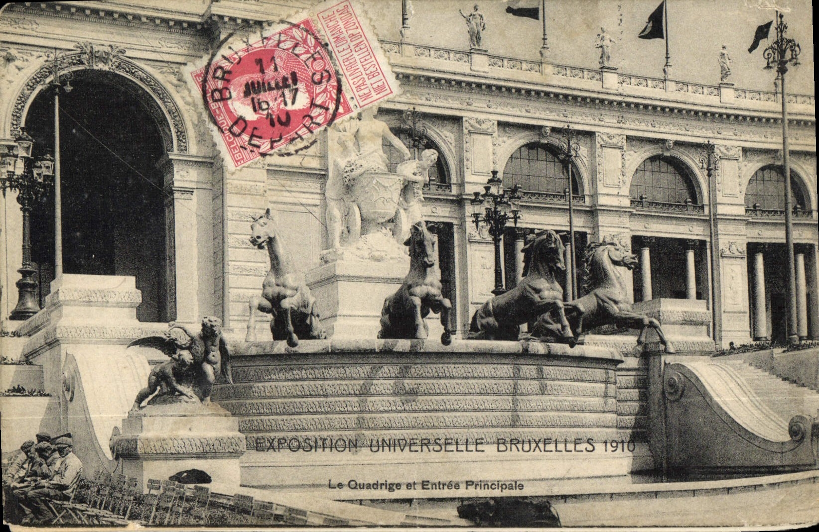 CPA Bruxelles Exposition Universelle 1910 Le Quadrige et entree principale