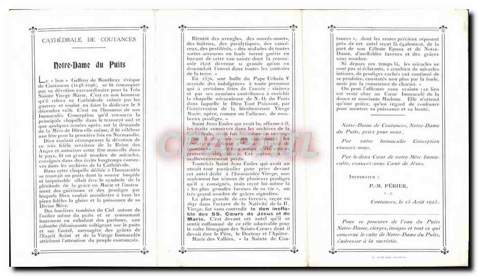 Feuillet depliant Cathedrale de Coutances L'Autel Notre Dame Le Reliquaire — Verso