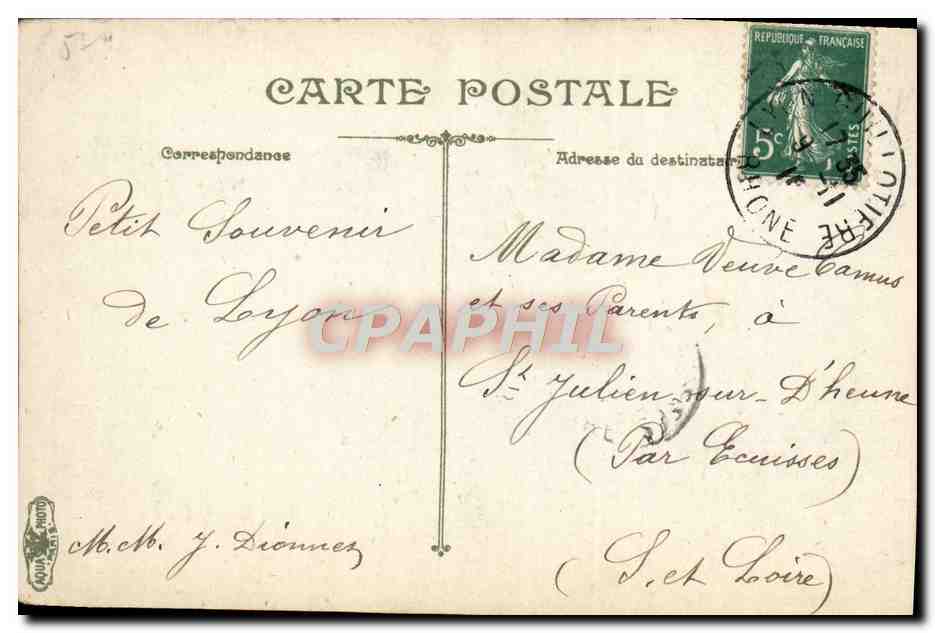 CPA Lyon Pont de la Guillotiere et Hotel Dieu — Verso