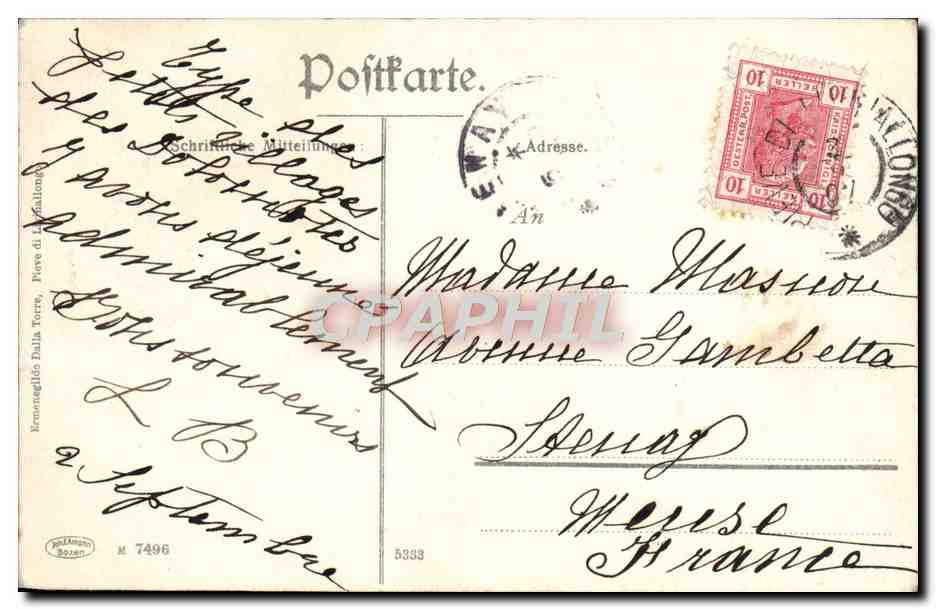 CPA Tirol Pieve di Livinallongo  — Rückseite