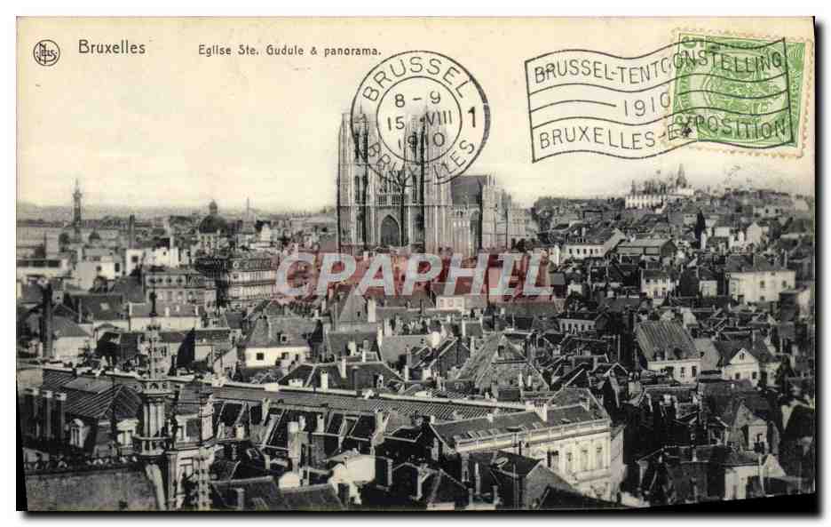 CPA Bruxelles Eglise Ste Gudule Panorama