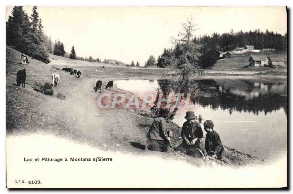 CPA Lac et Paturage a Montana Sierre Enfants
