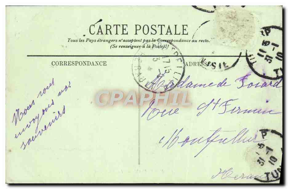 CPA Kairouan La Halle aux Grains — Verso