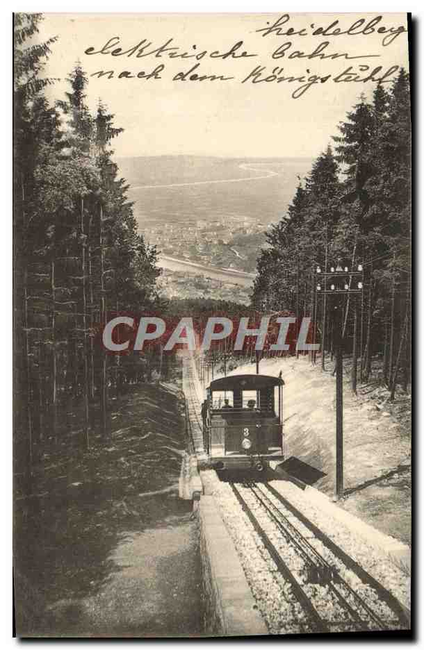 CPA Heidelberg Die neue elektrische Bahn nach dem Kinigstuhl Train Funiculaire 