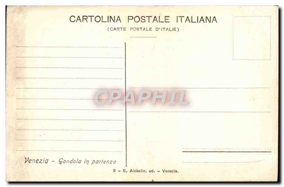 CPA Venezia Gondola in Parienza — Rückseite