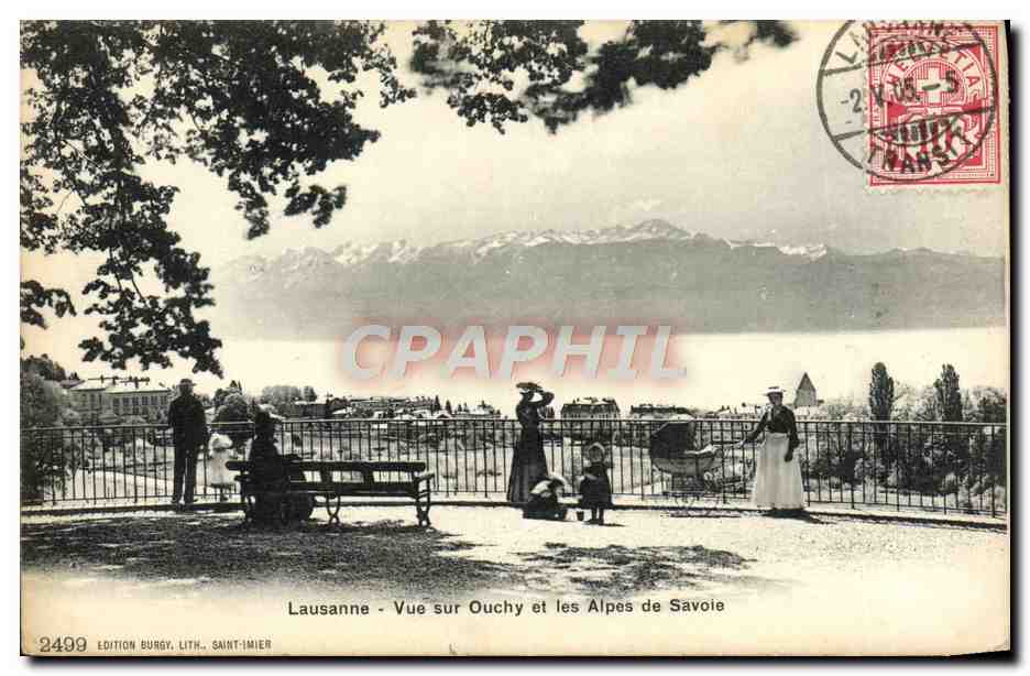 CPA Lausanne Vue Sur Ouchy et les Alpes de Savoie