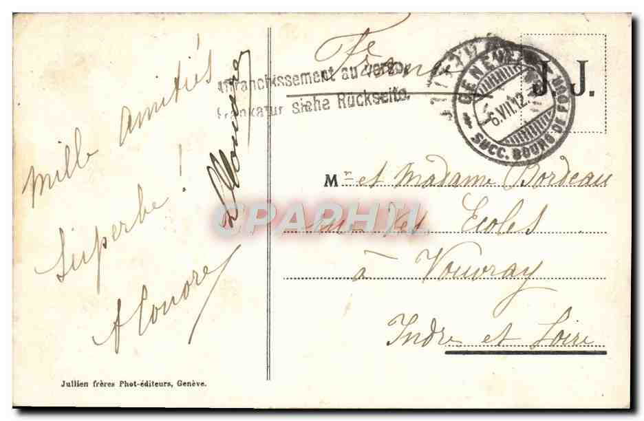CPA Geneve Le Grand Quai — Verso