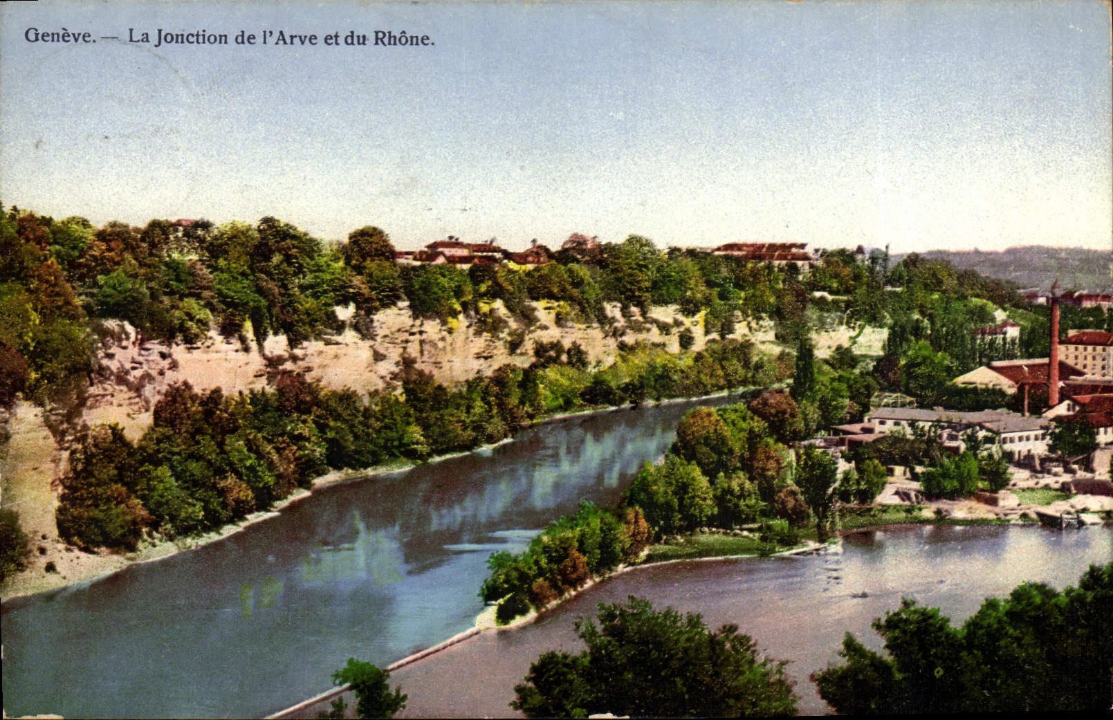 CPA Geneve La Jonction de L'Arve et du Rhone