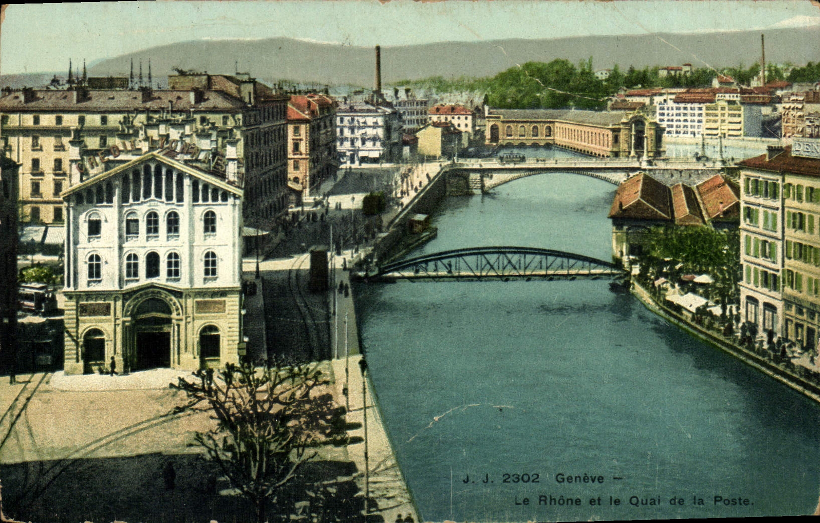 CPA Geneve La Rhone et le Quai de la Poste