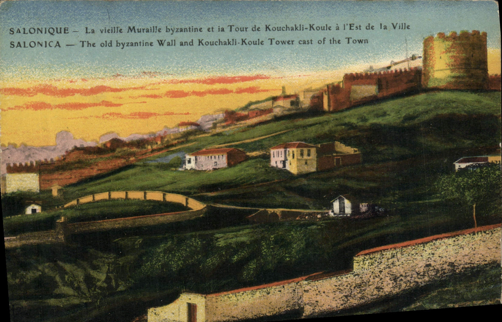 CPA Salonique La Vieille Muraille Byzantine et la Tour de Kouchakli Koule a l'est de la ville 