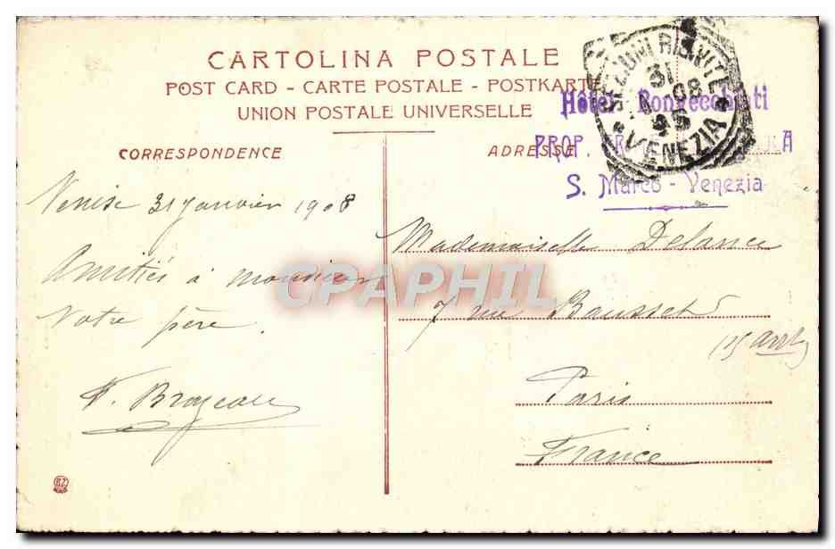 CPA Milano Duomo — Verso