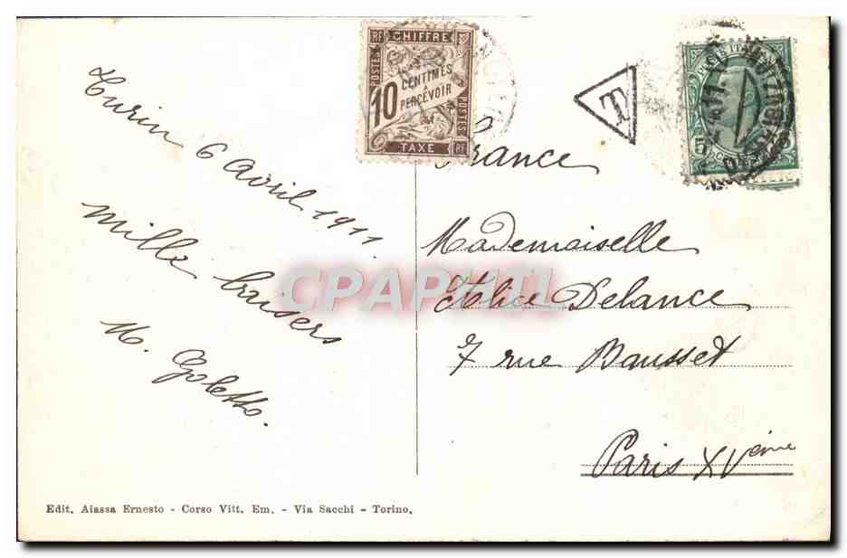 CPA Torino Castello e borgo Medievale sul Po — Rückseite