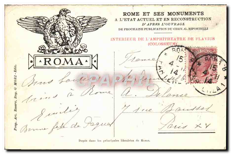 CPA Ricostruzione Rome Illustration Aigle Rapace — Rückseite