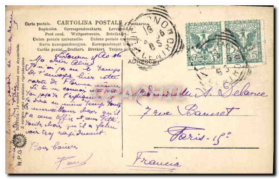 CPA Firenze Battistore Porta Principale — Rückseite
