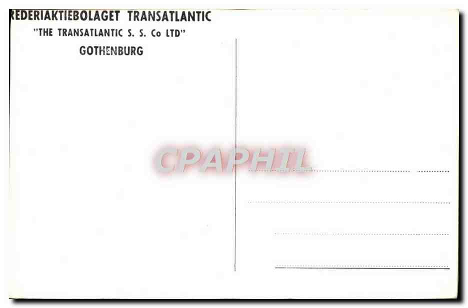 M/s "Barranduna" — navire cargo et intérieurs — Rédéria Aktiebolaget Transatlantic — Verso