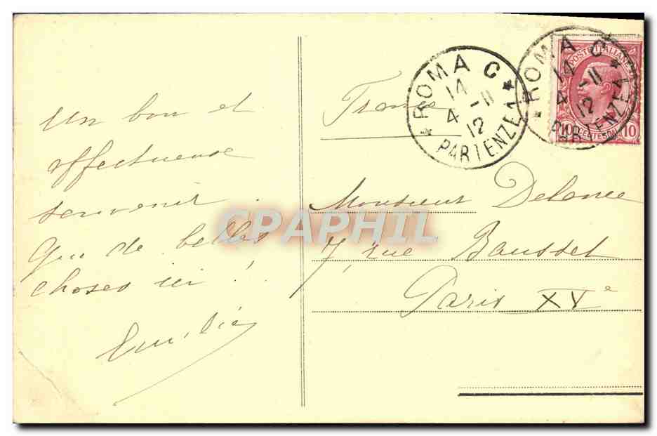 CPA Roma dei Rostri ed arco di Settimio Severo — Rückseite