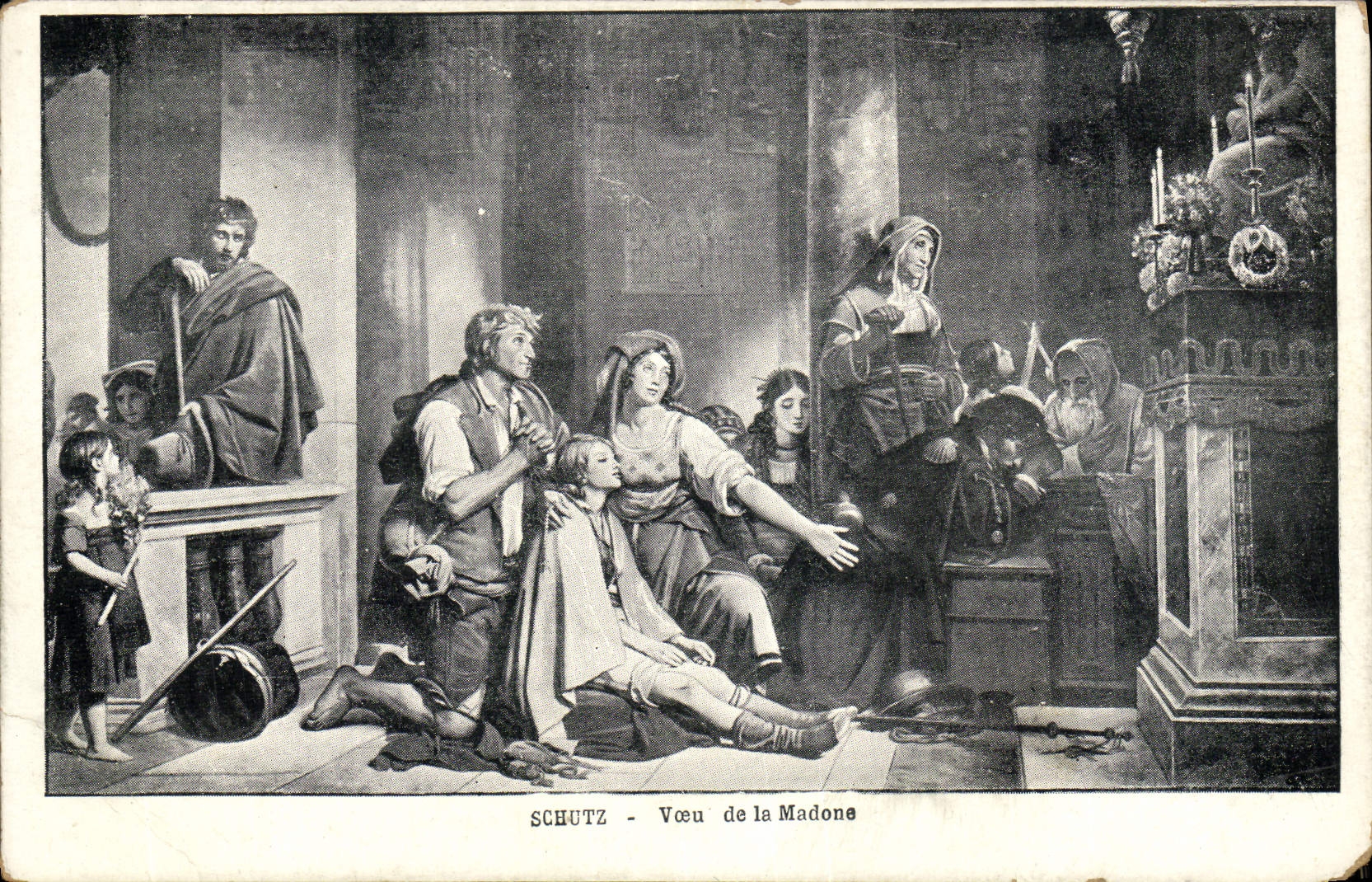 Antike Ansichtskarte Gebet der Madonna