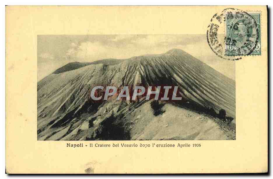 CPA Napoli Cratere del Vesuvio dopo l'eruzione Aprile 1906 Voclan 