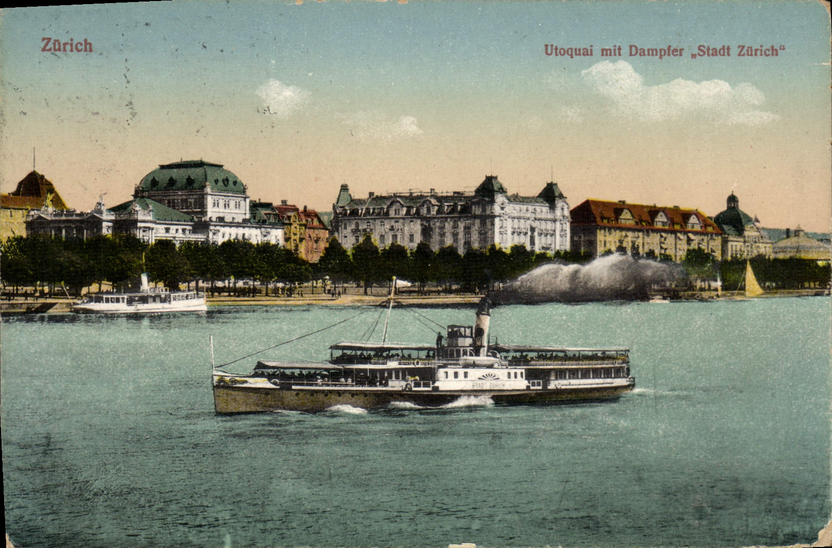 CPA Zurich Utoquai Mit Dampler Stadt Zurich Bateau 