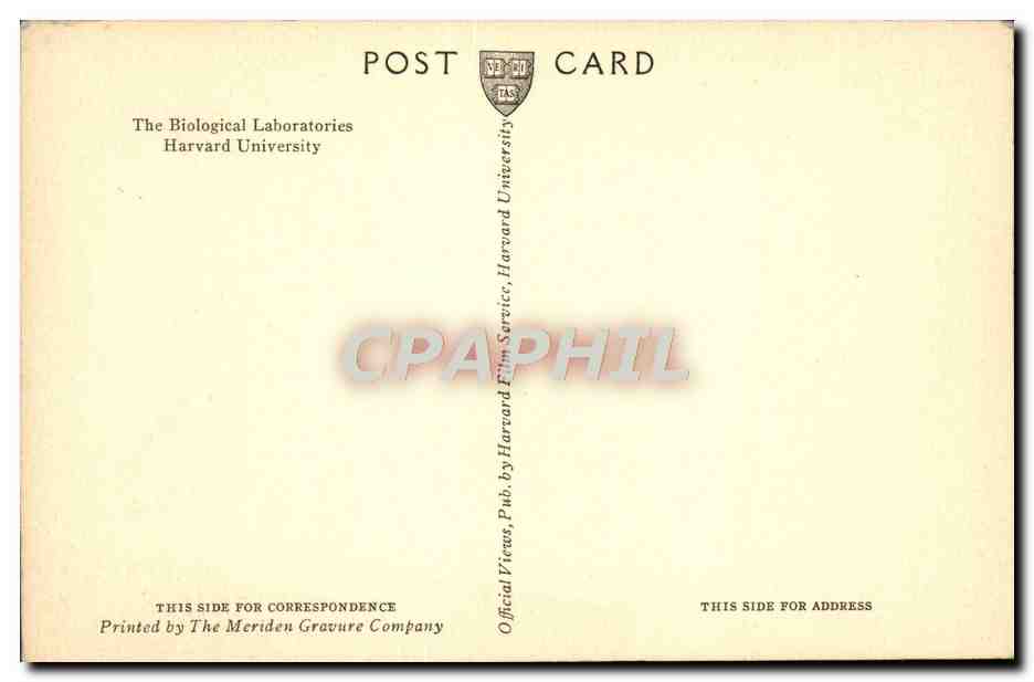 CPA The biological laboratories Harvard University — Rückseite
