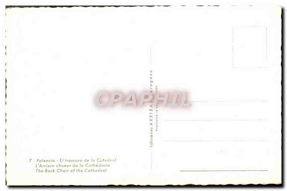 CPA Palencia El Trascoro De La catedrale — Rückseite