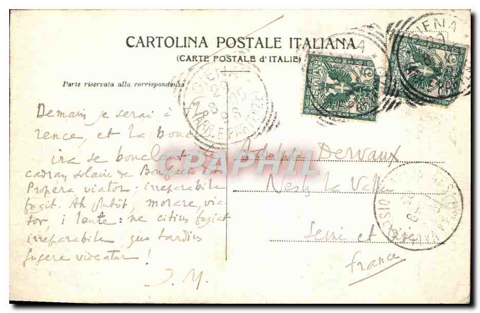 CPA Siena La Torre Detta Del Mangia Veduta Dal Campanile Des Duomo — Rückseite