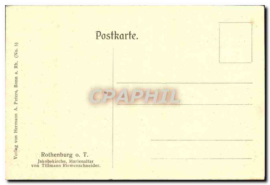 CPA Rothenbrug Jakobskirche Marienaltar Von Tillmann Riemenschneider — Verso