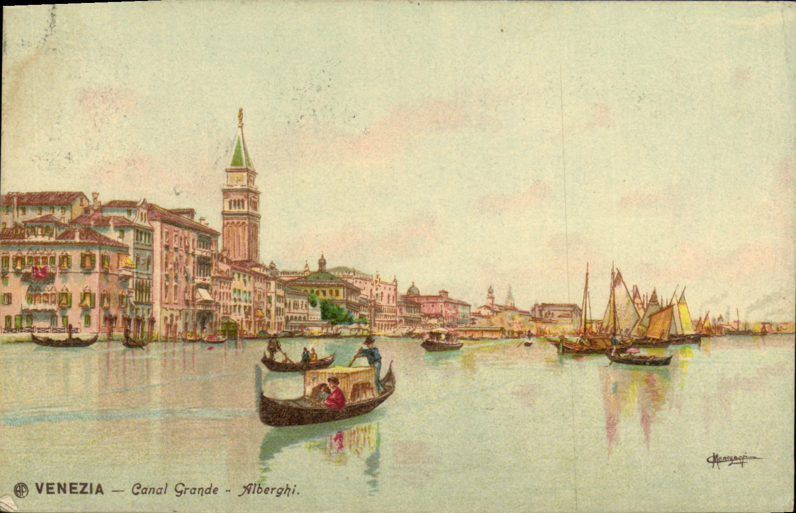 CPA Venezia Canal Grande Alberghi bateaux