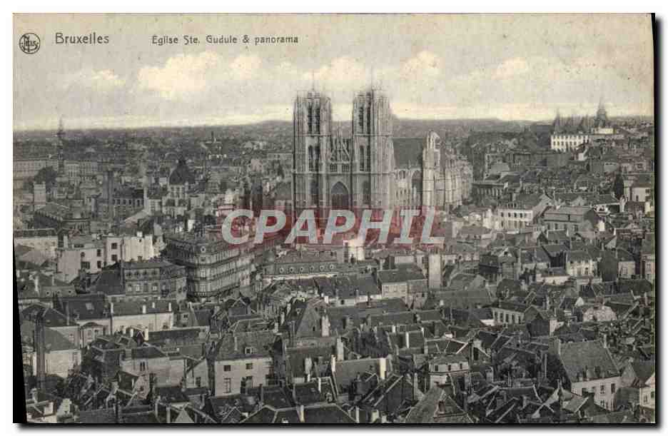 CPA Bruxelles Eglise Ste Gudule Panorama