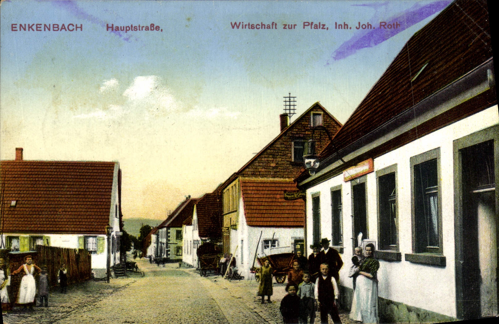 Antike Ansichtskarte Enkenbach Hauptstrabe Wirtschaft Zur Pfalz