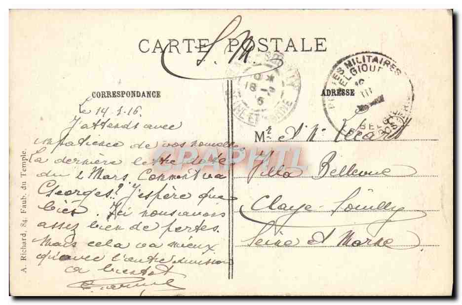 CPA La Grande Guerre Vue Interieure De l'Eglise De Boesinghe Pres d'Ypres — Rückseite