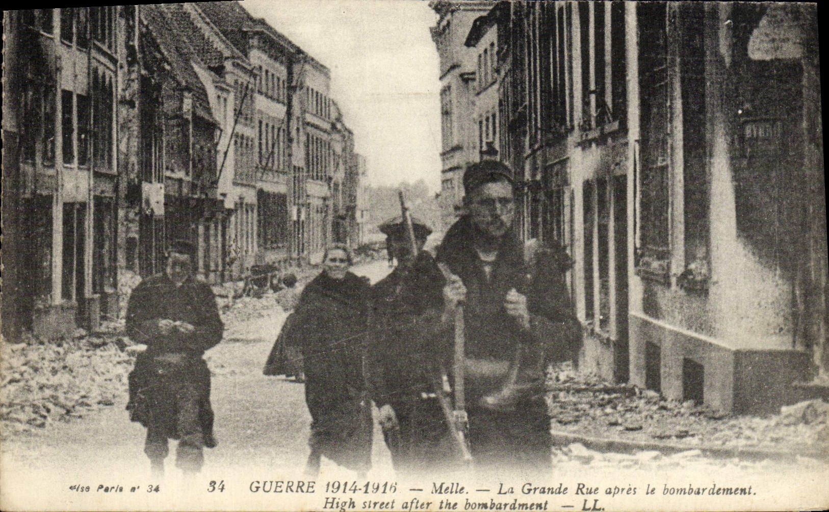 CPA Guerre Melle La Grande Rue Apres Le Bombardement Militariar