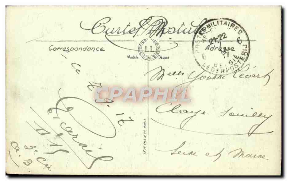 CPA Guerre Melle La Grande Rue Apres Le Bombardement Militariar — Rückseite