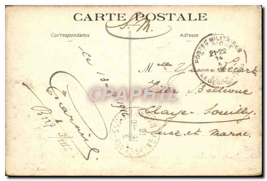 CPA Campagne Ruines De Langemarck Coin De La Rue De La Gare Militaria — Back