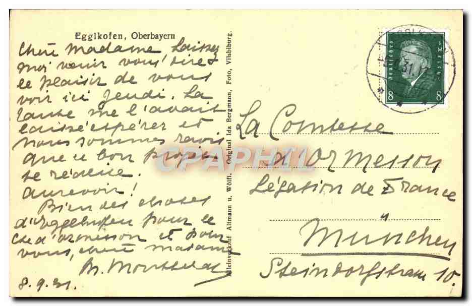 CPA Helling Kreuz Gruftkapelle Partie Im Park Egglkofen Oberbayern — Verso