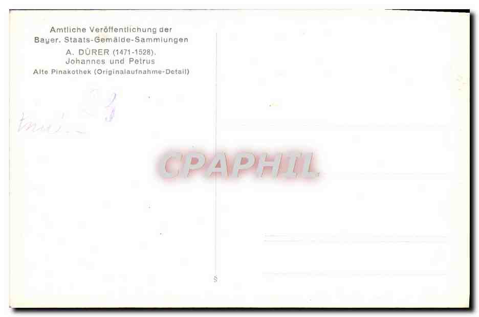 CPA Durer Musee de Munich  — Verso