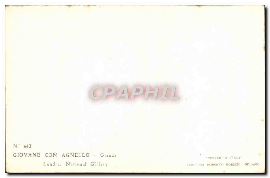 CPA Giovane Con Angello Greuze Londres National Gallery  — Verso
