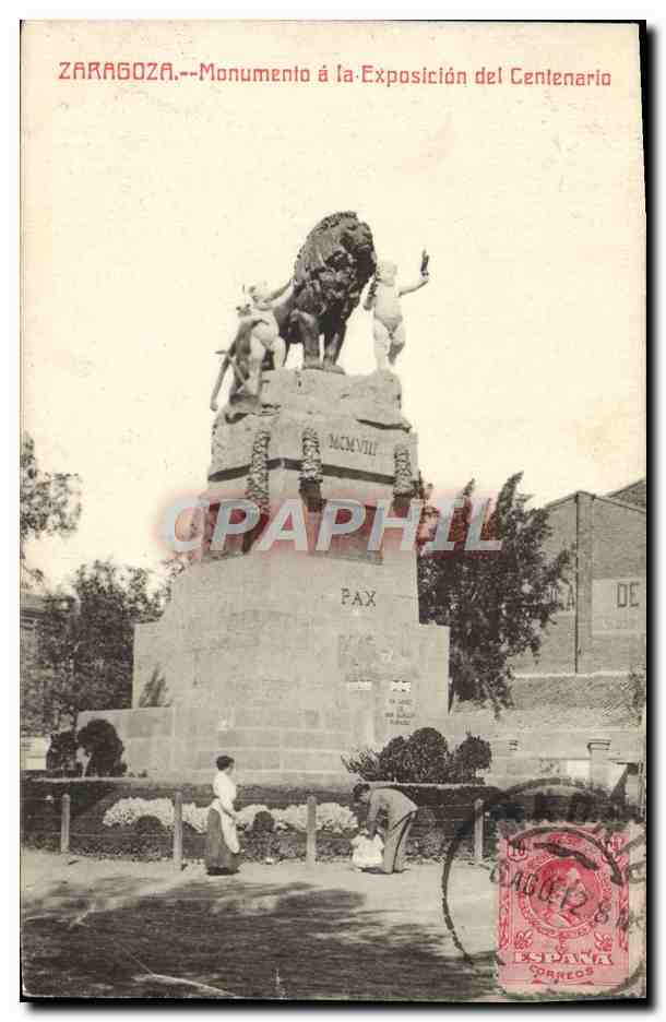 CPA Zaragoza Monumento A La Exposicion Del Centenario