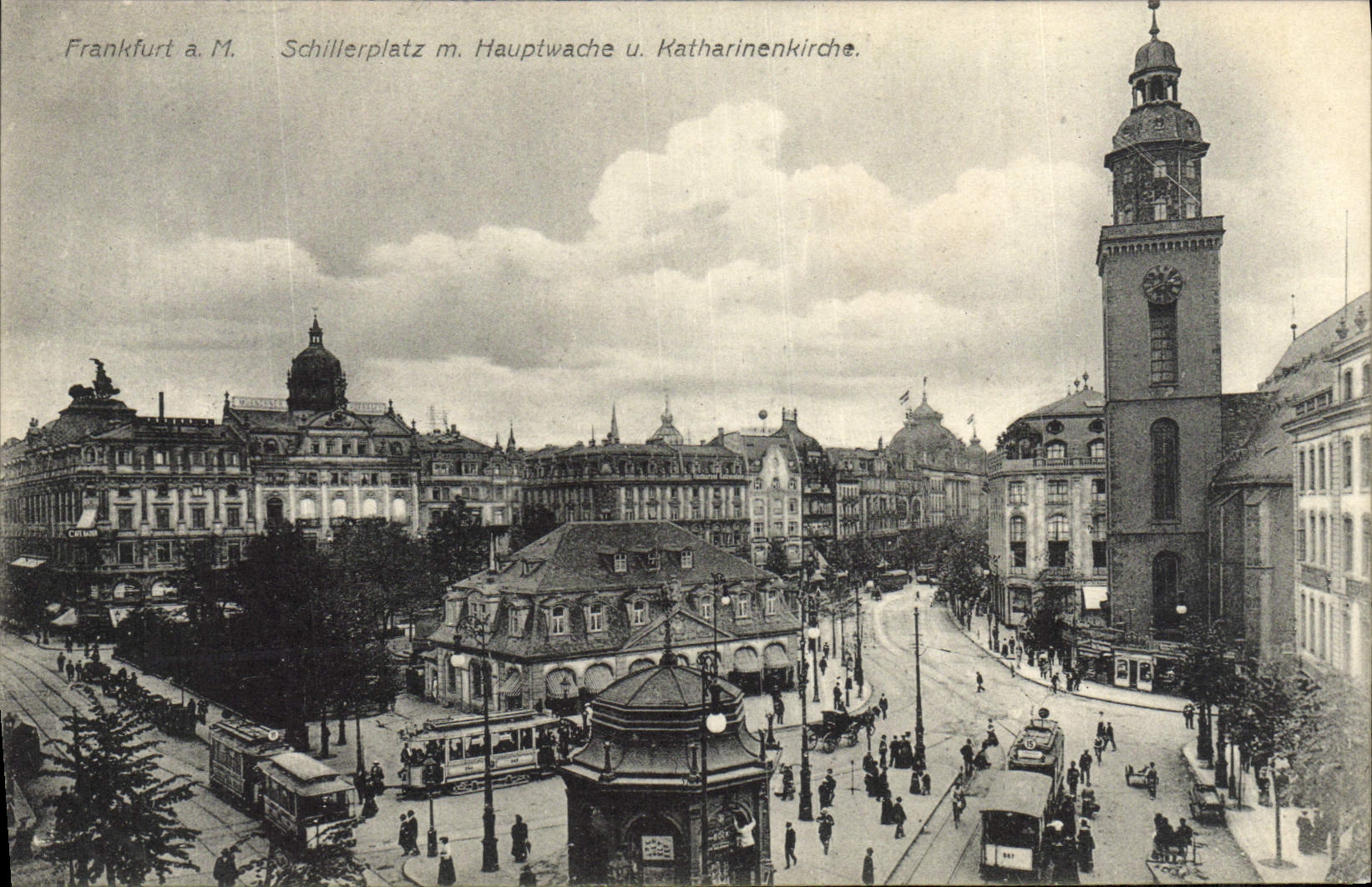 Frankfurt a.M. — Schillerplatz with Hauptwache and Katharinenkirche — Vereinigte Künstlerdruckerei Hertz & Lautz B.M.H. Darmstadt, n° VII 44134